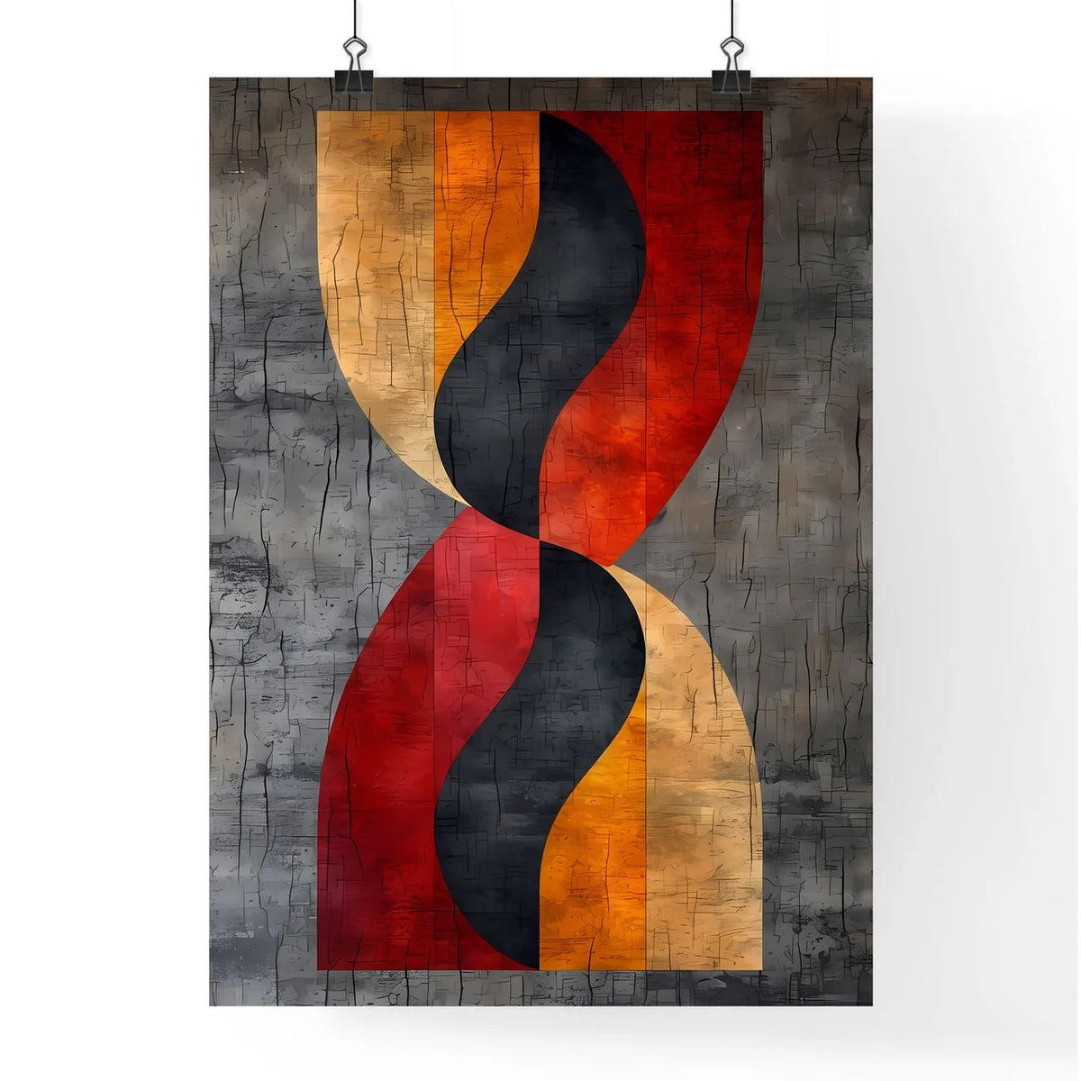Abstract orange and red wave - Art print of  Poster
