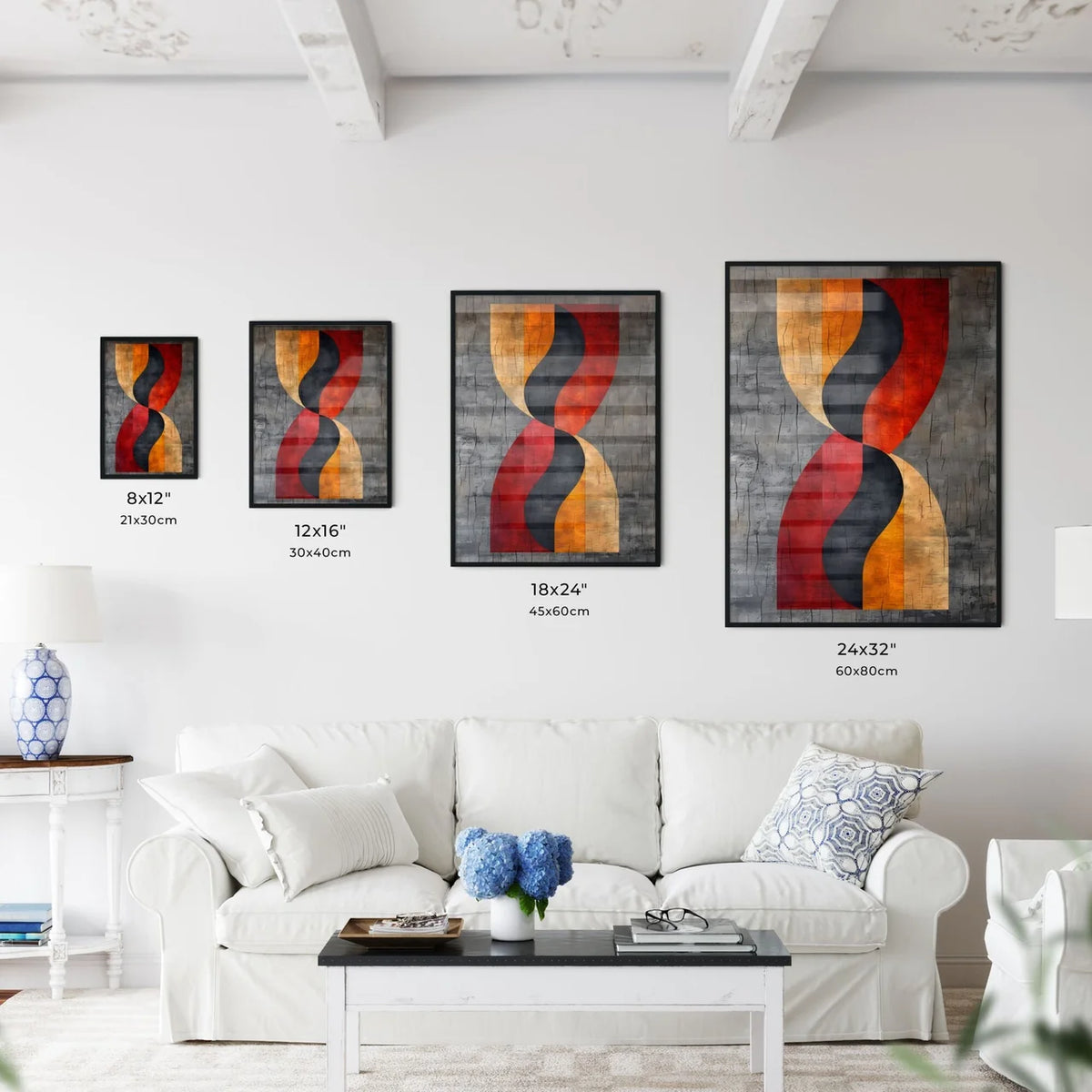 Abstract orange and red wave - Art print of  - Kitchen Hangings