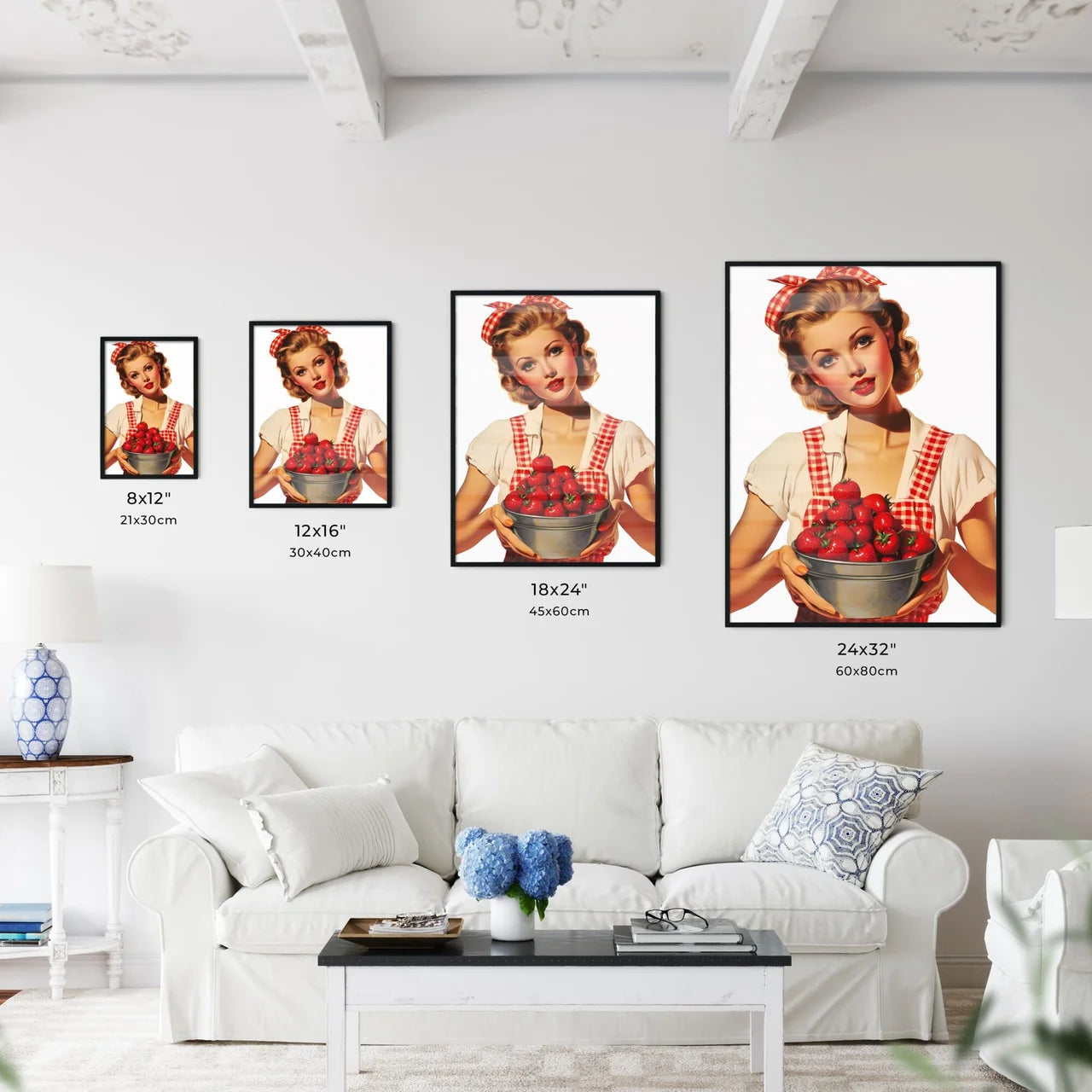 Stunning girl holding picknic basket - Art p - Kitchen Hangings