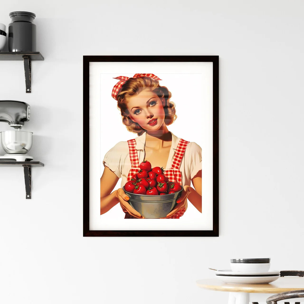 Stunning girl holding picknic basket - Art p Framed Print