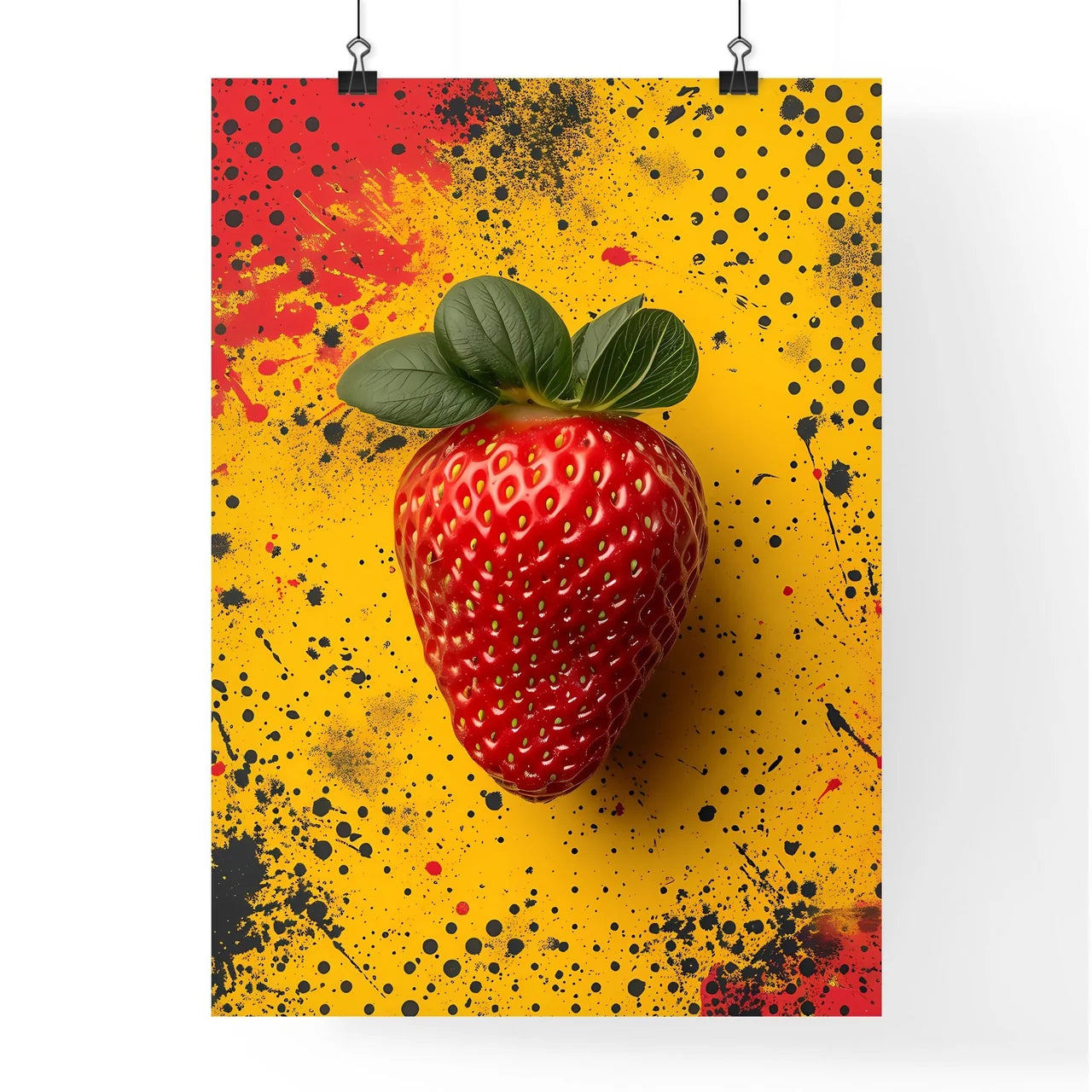 The flat vector strawberry illustration - Ar Poster