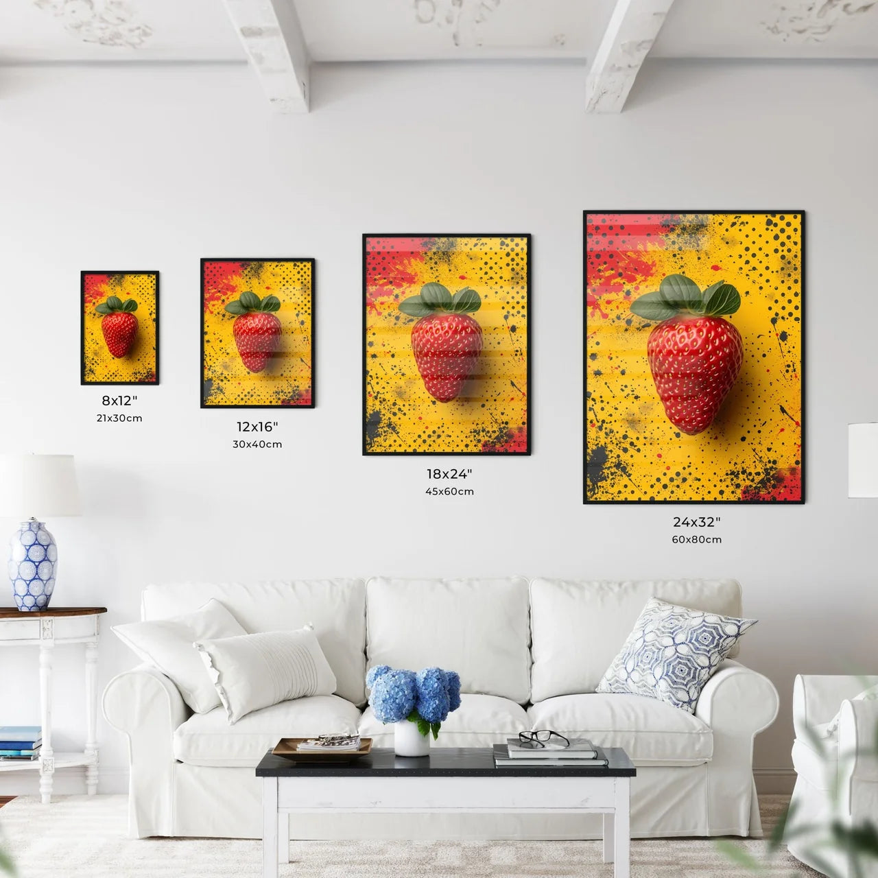 The flat vector strawberry illustration - Ar - Kitchen Hangings