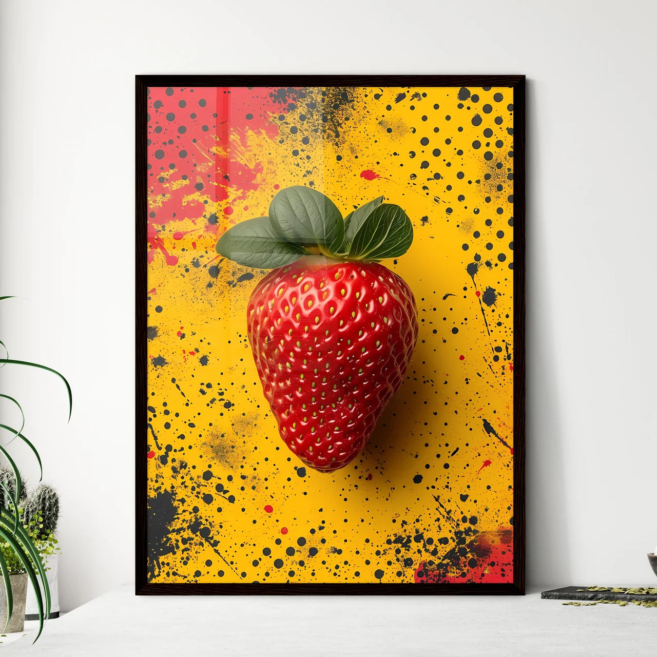 The flat vector strawberry illustration - Ar - Framed Art Print