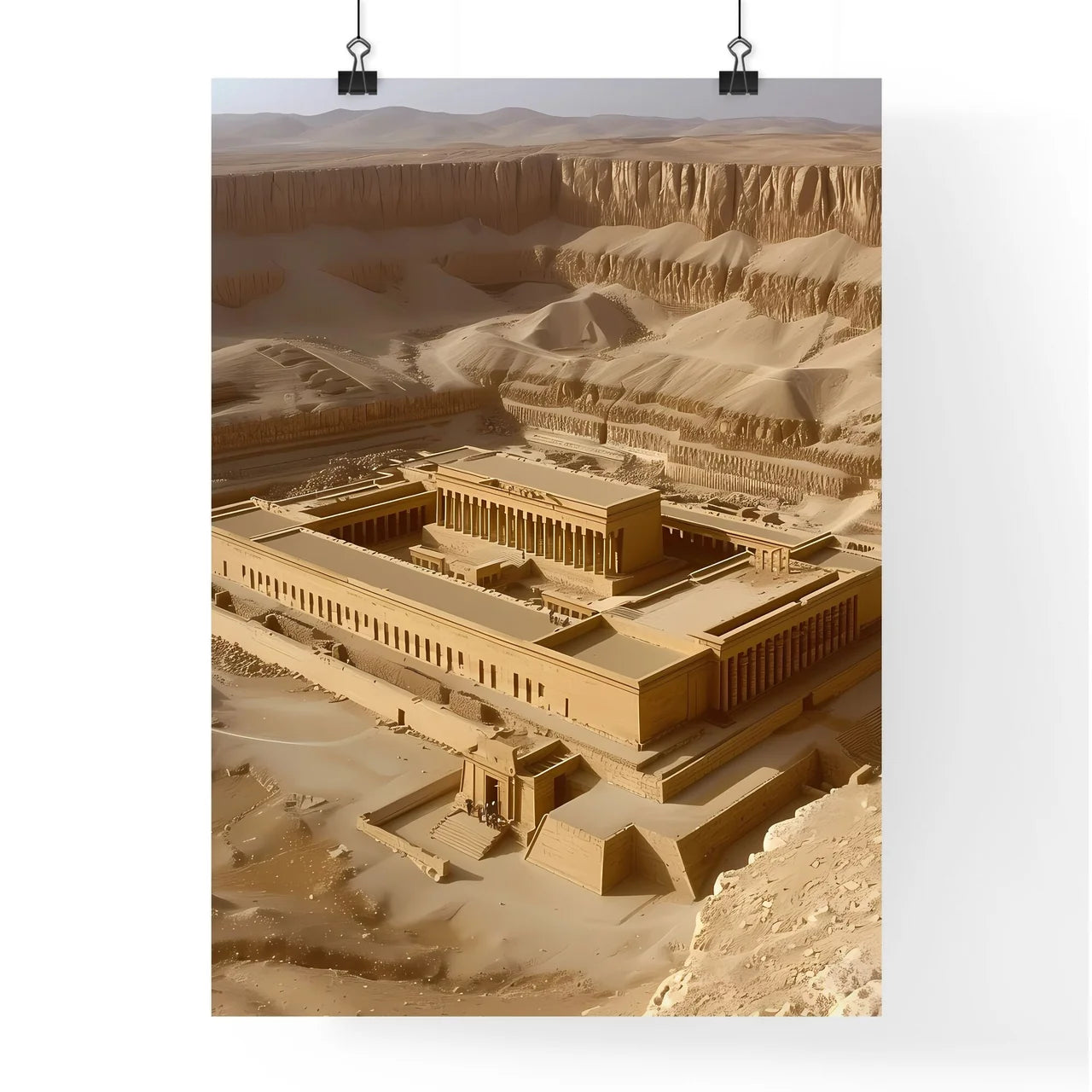 Ancient Israel - Art print of an ancient building in the desert Poster
