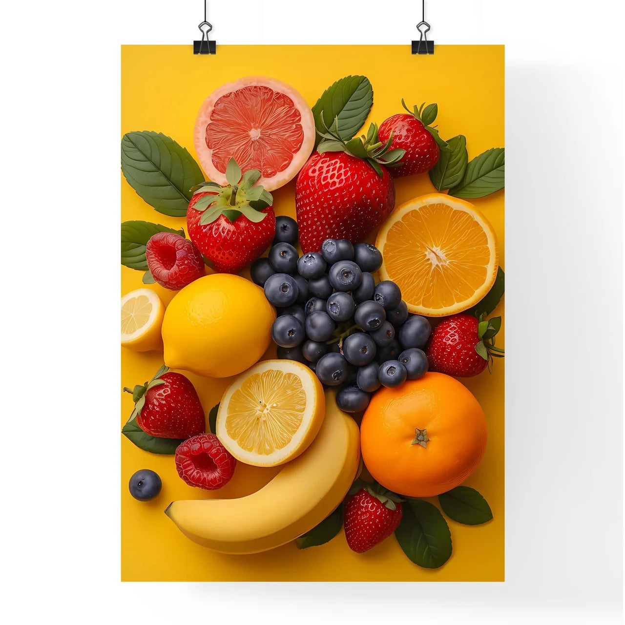 The flat vector strawberry illustration - Ar Poster