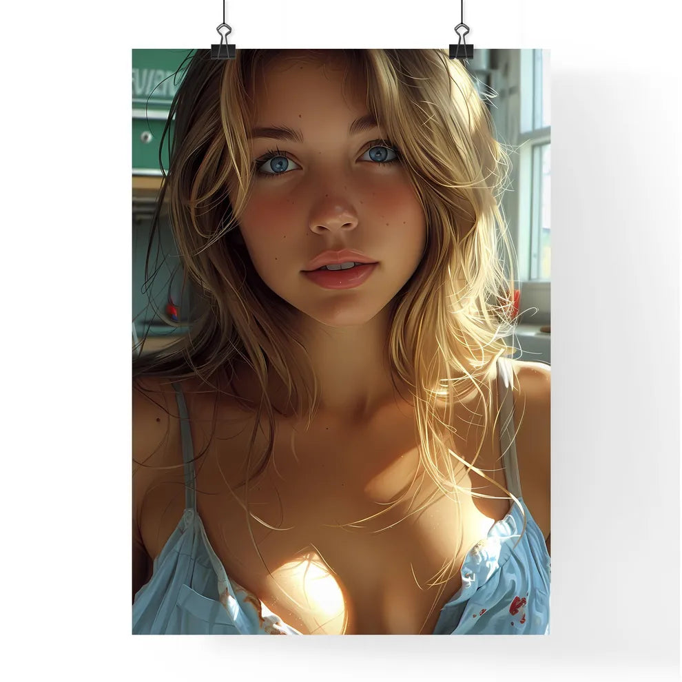 Full body shot pin up garage worker girl Poster