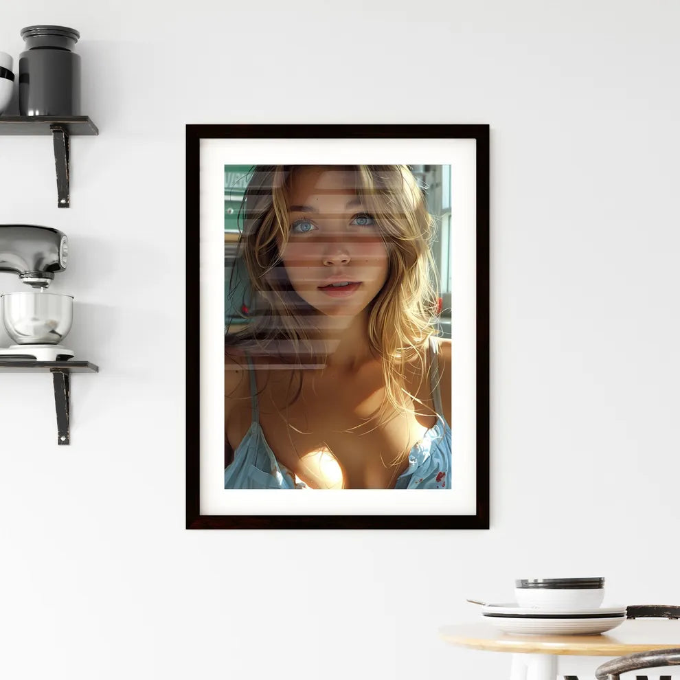 Full body shot pin up garage worker girl Framed Print