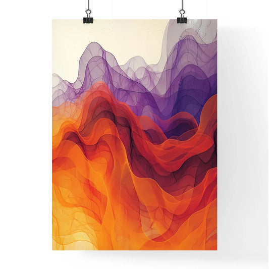 Abstract orange and red wave - Art print of  Poster