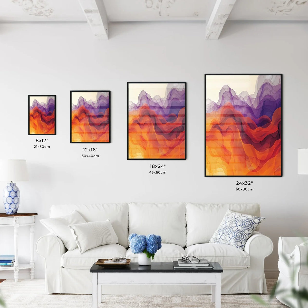 Abstract orange and red wave - Art print of  - Kitchen Hangings