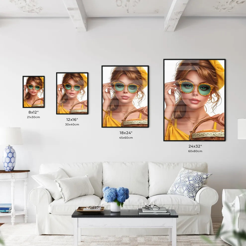 Stunning girl holding picknic basket - Art p - Kitchen Hangings