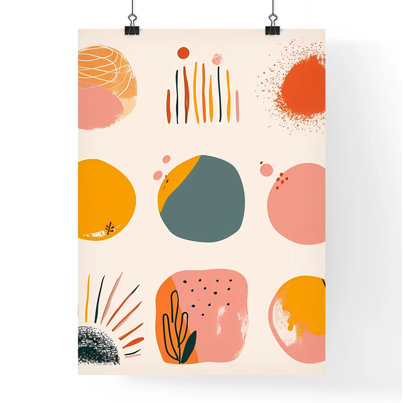 Small simple clipart set of 6 orange blush  Poster