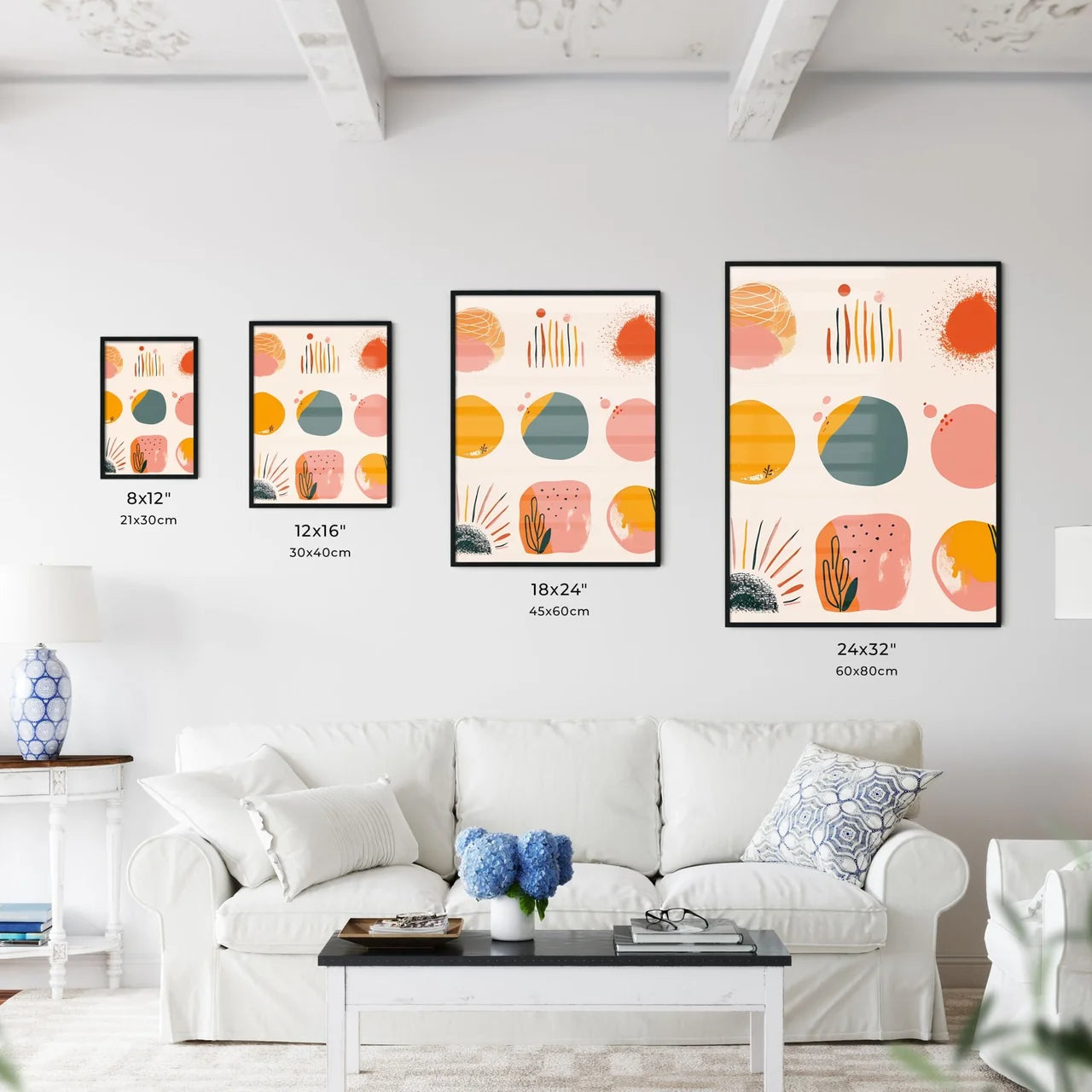 Small simple clipart set of 6 orange blush  Size Chart