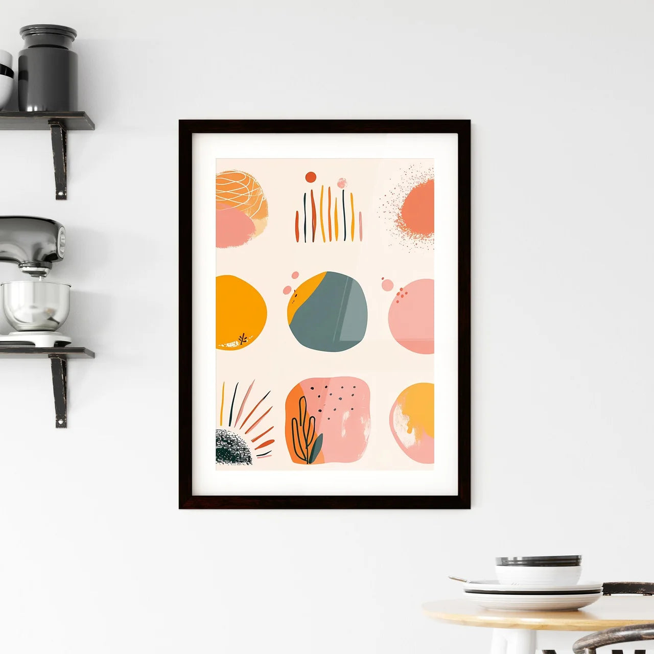 Small simple clipart set of 6 orange blush  Framed Print