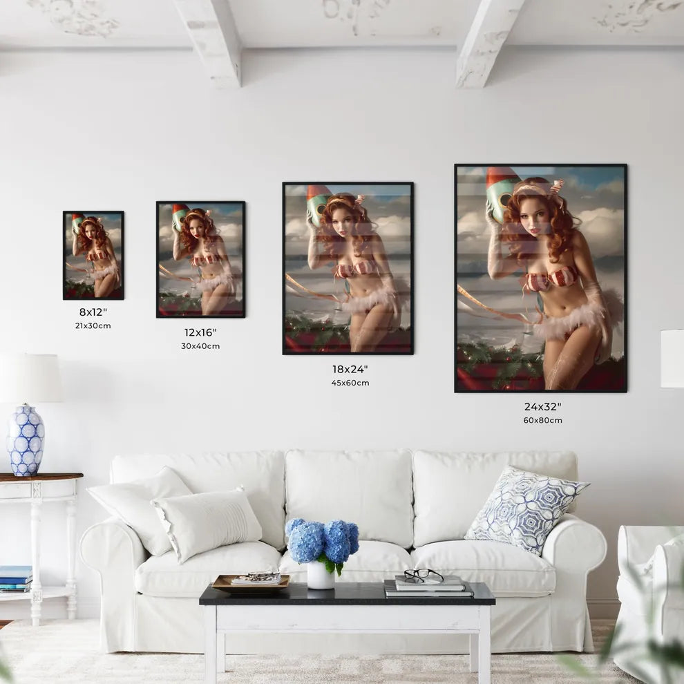 A pin-up woman on a rocket - Art print of a  - Kitchen Hangings