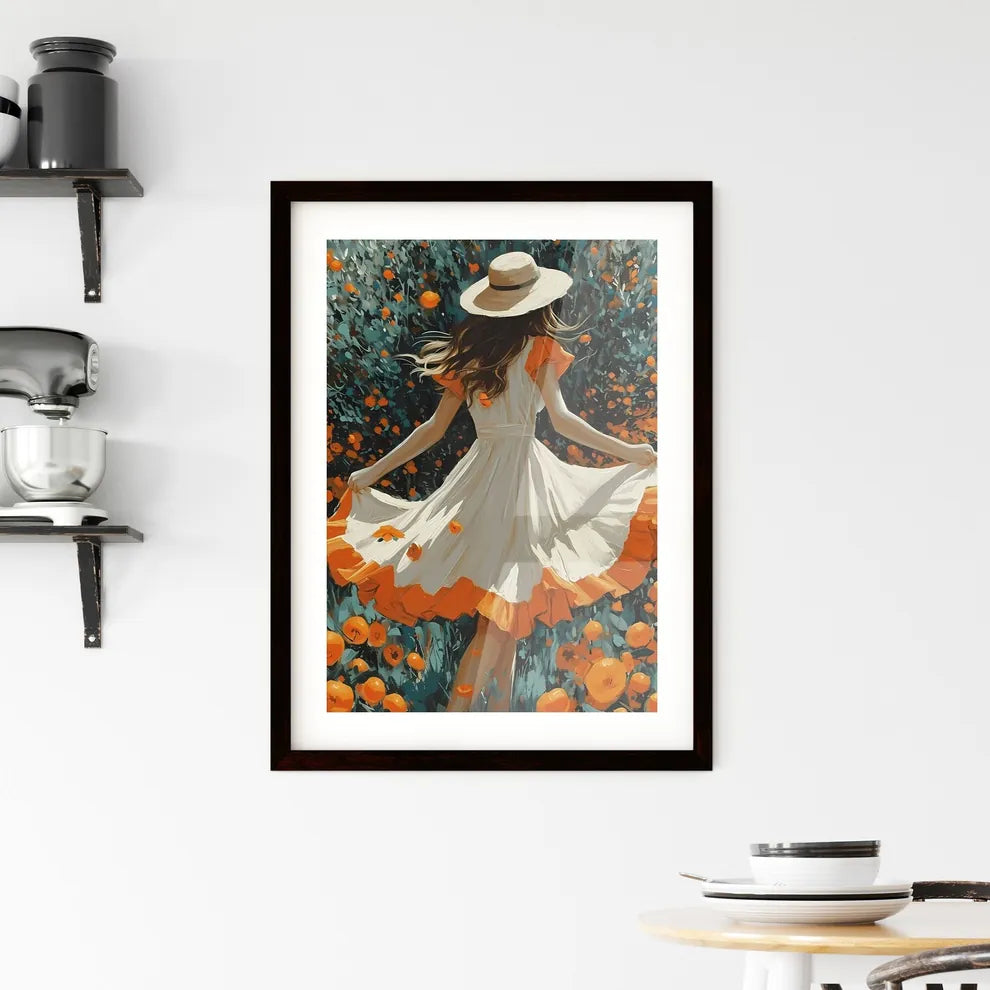 Orange Tree Vintage Art - Art print of a wom Framed Print