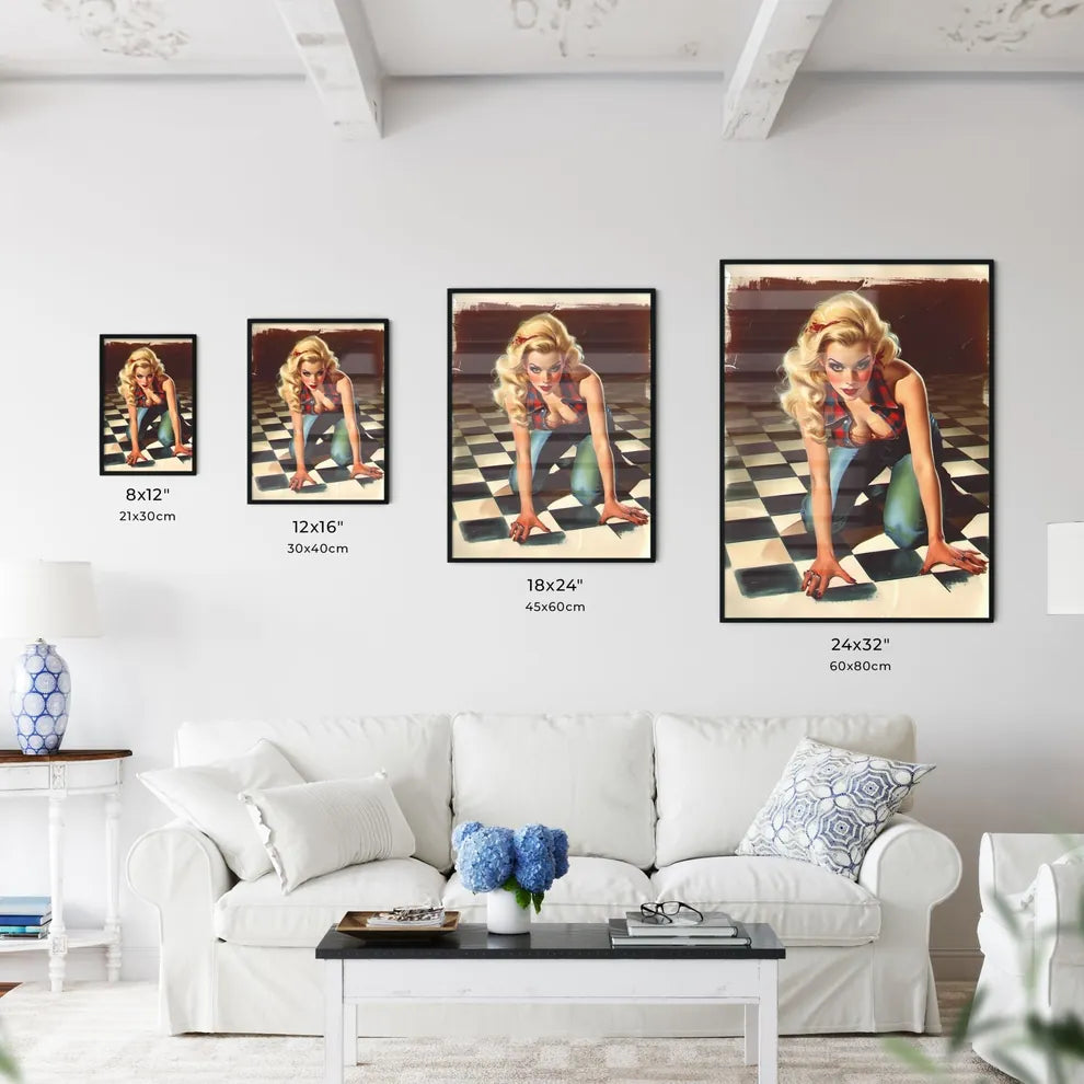 Watercolour rockabilly pin up girl pretty ta - Kitchen Hangings