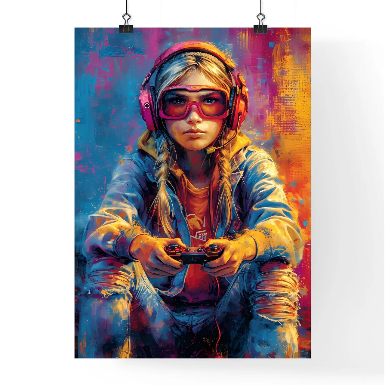 A trendy gamer streams herself - Art print o Poster