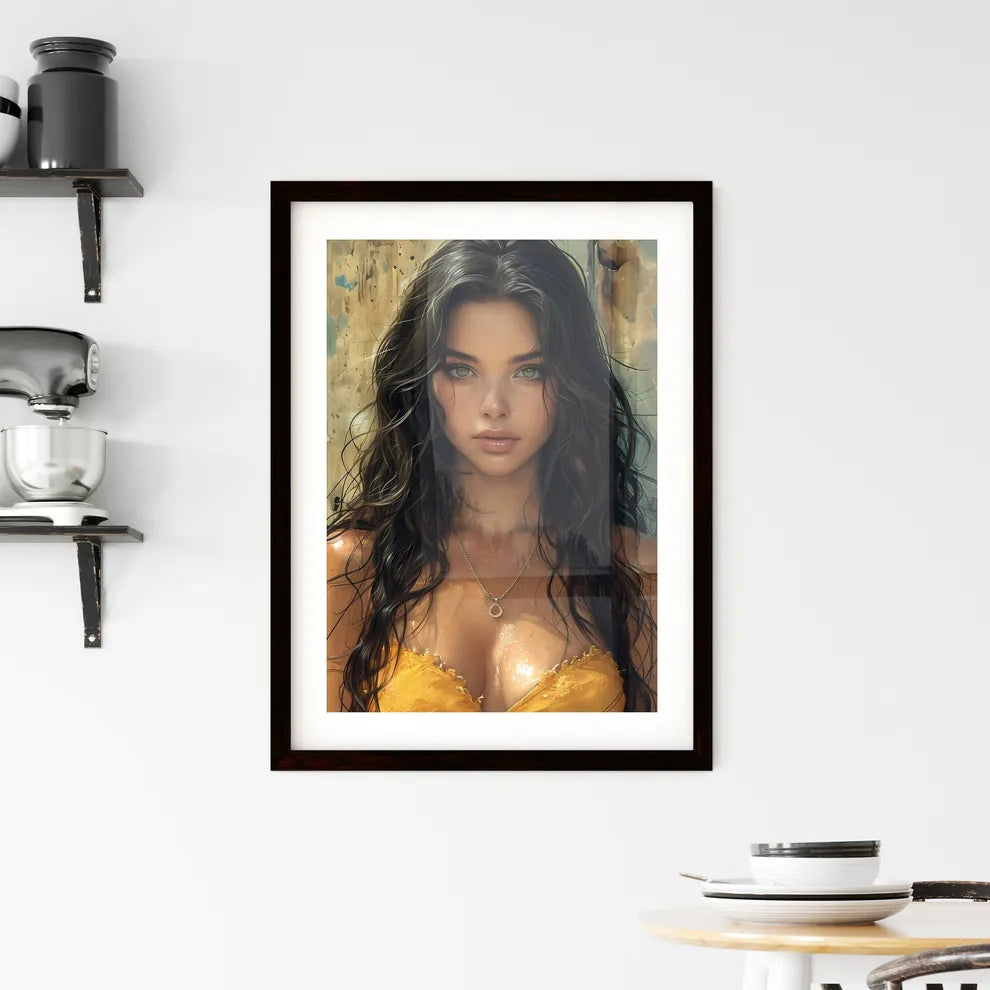 Amazing pin up girl illustration Framed Print