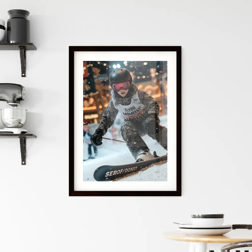 In the indoor ski resort Framed Print
