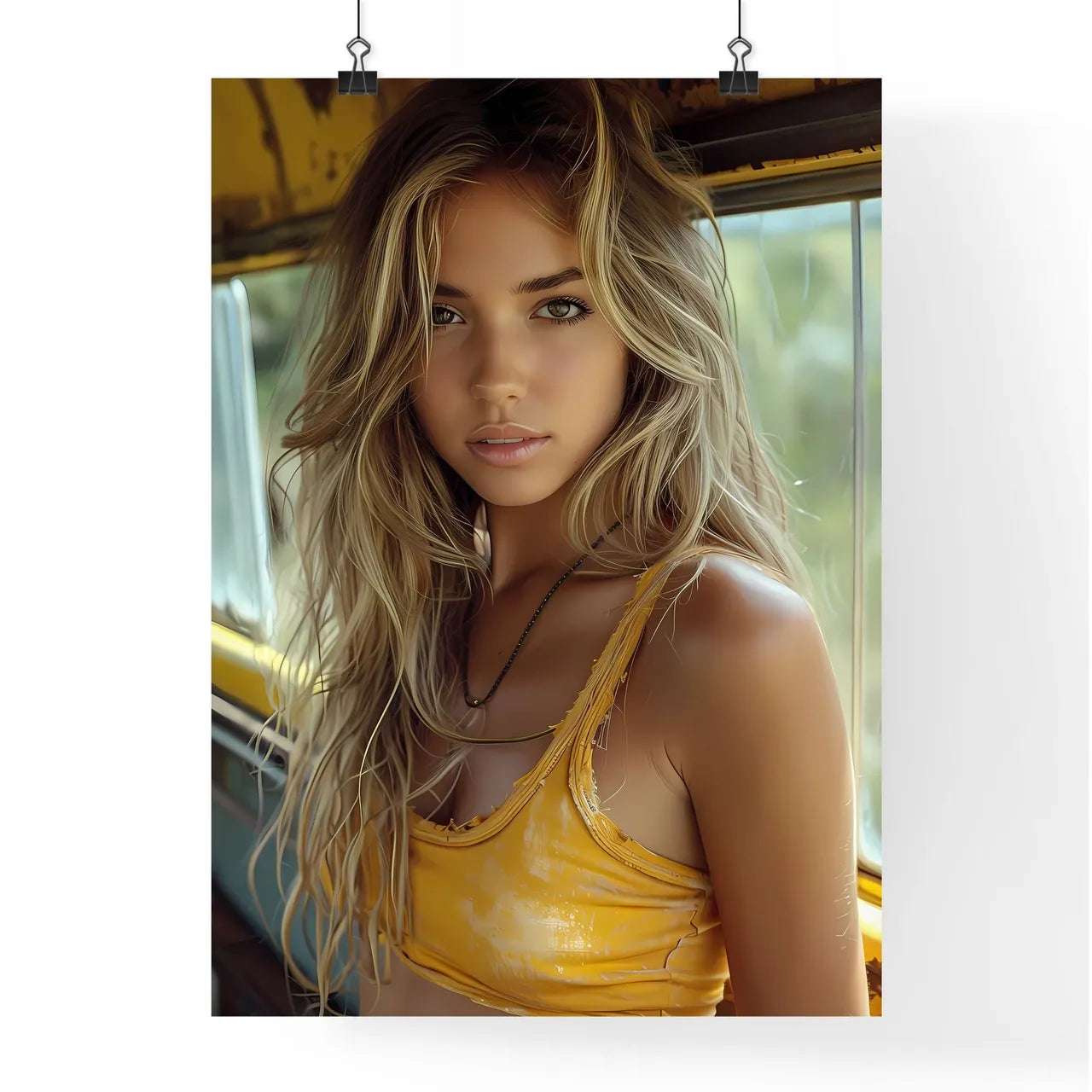 A day at the marina - Art print of a woman i Poster