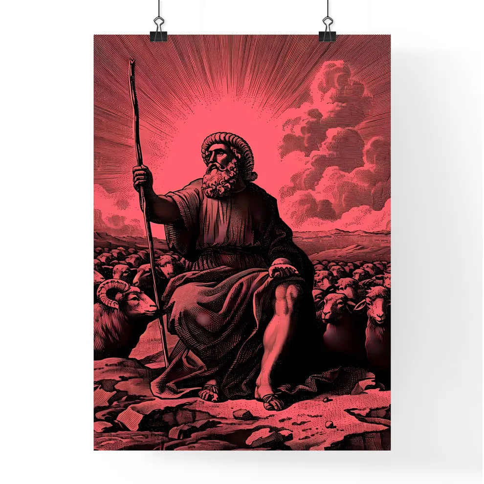 Moses prophet of God herding the flock in the desert Poster