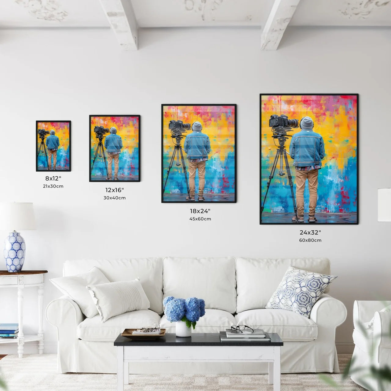 A trendy youtuber records a show - Art print - Kitchen Hangings