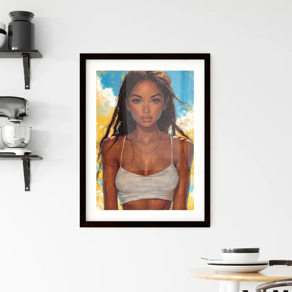 Amazing pin up girl illustration Framed Print