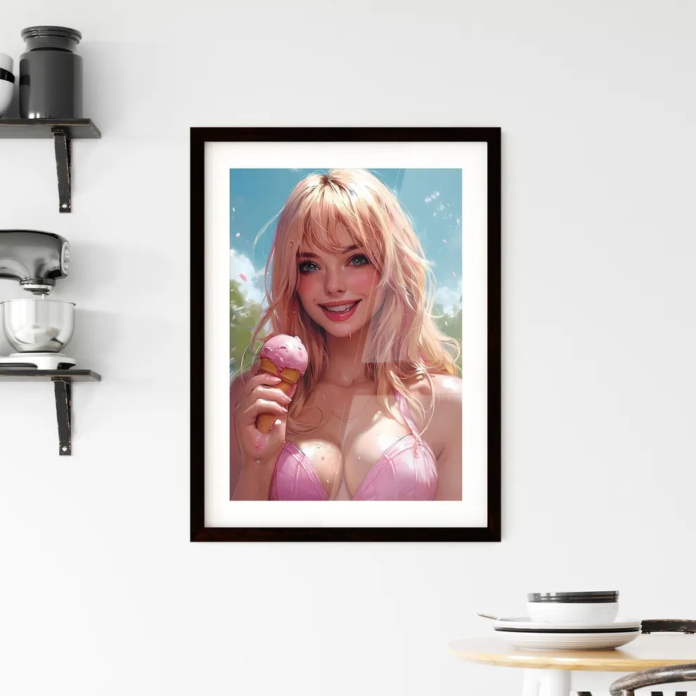 Retro poster - Art print of a woman in a Framed Print