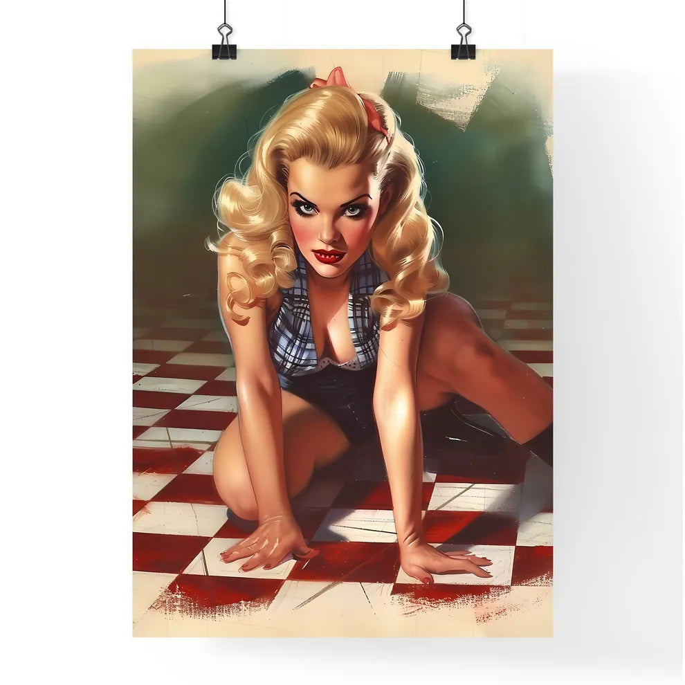 Watercolour rockabilly pin up girl pretty ta Poster