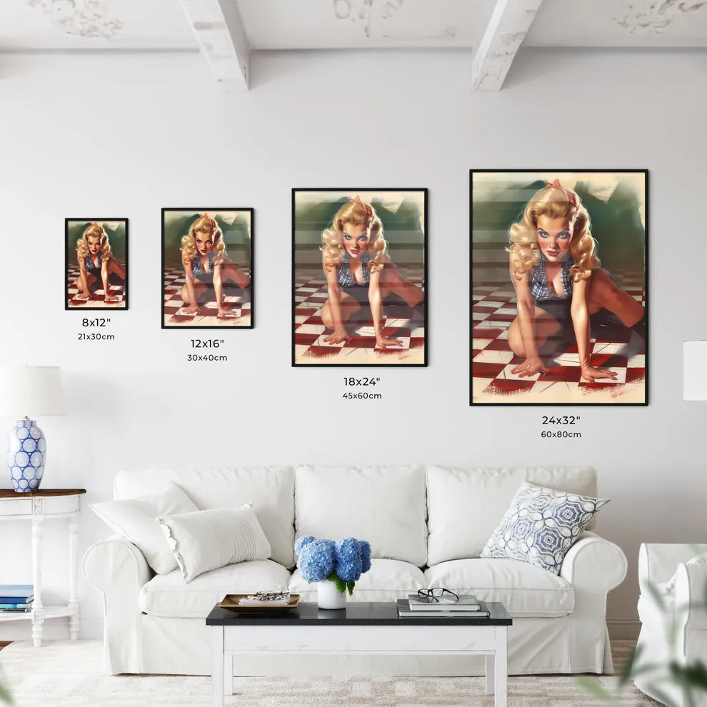 Watercolour rockabilly pin up girl pretty ta - Kitchen Hangings