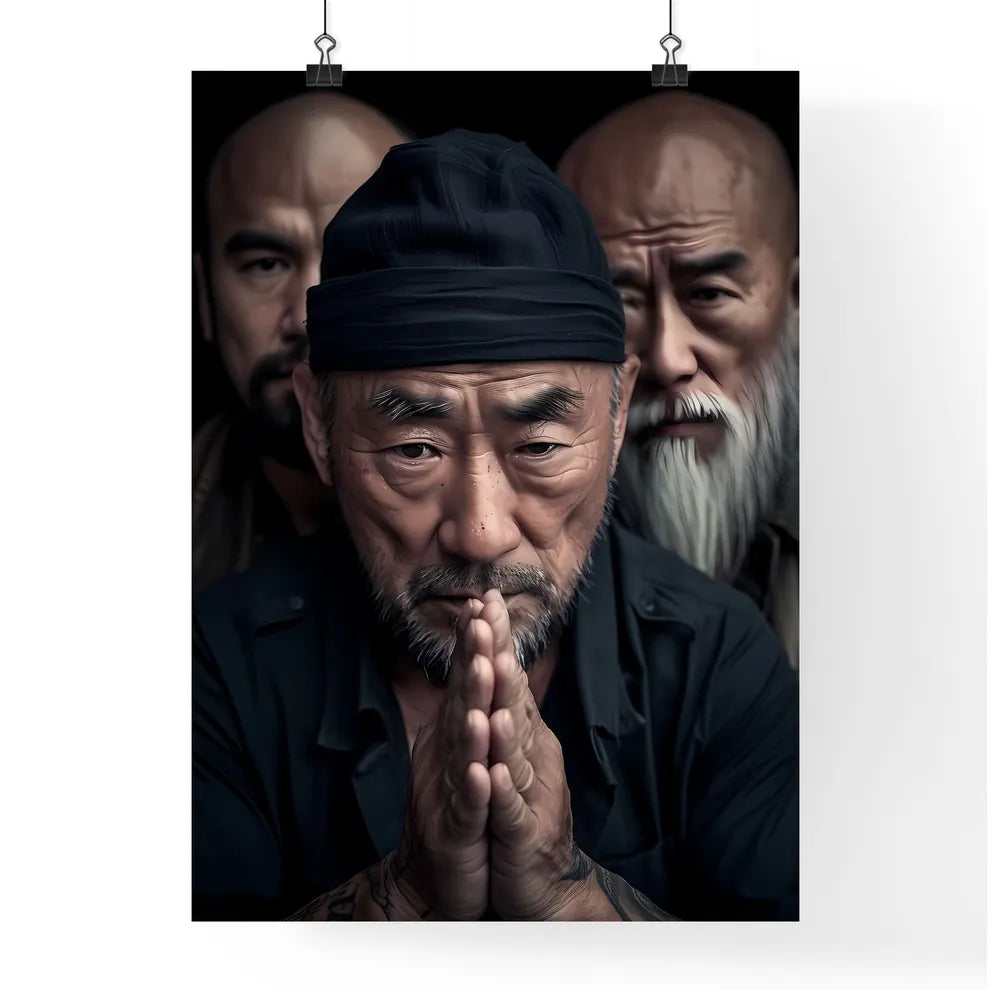 The religious trinity except with napoleon, clausewitz and Genghis Khan - Art print of a group of men with their hands together Default Title