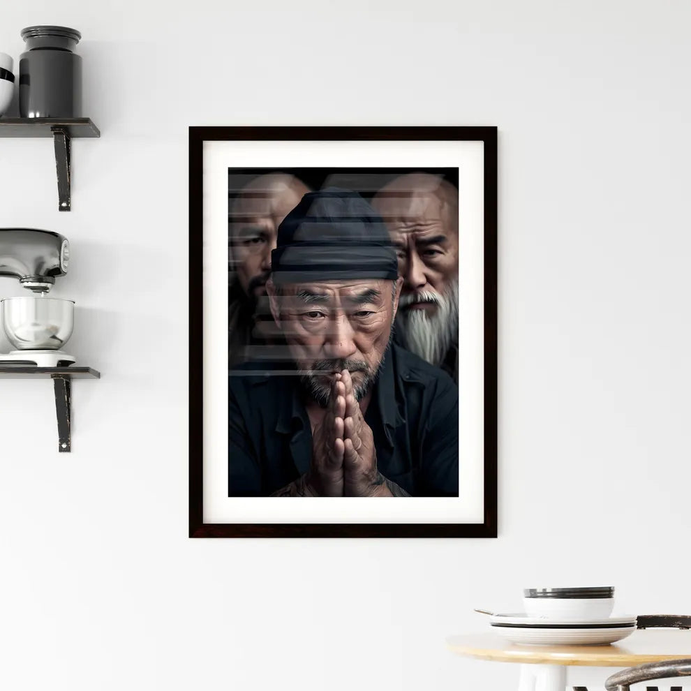 The religious trinity except with napoleon, clausewitz and Genghis Khan - Art print of a group of men with their hands together Default Title