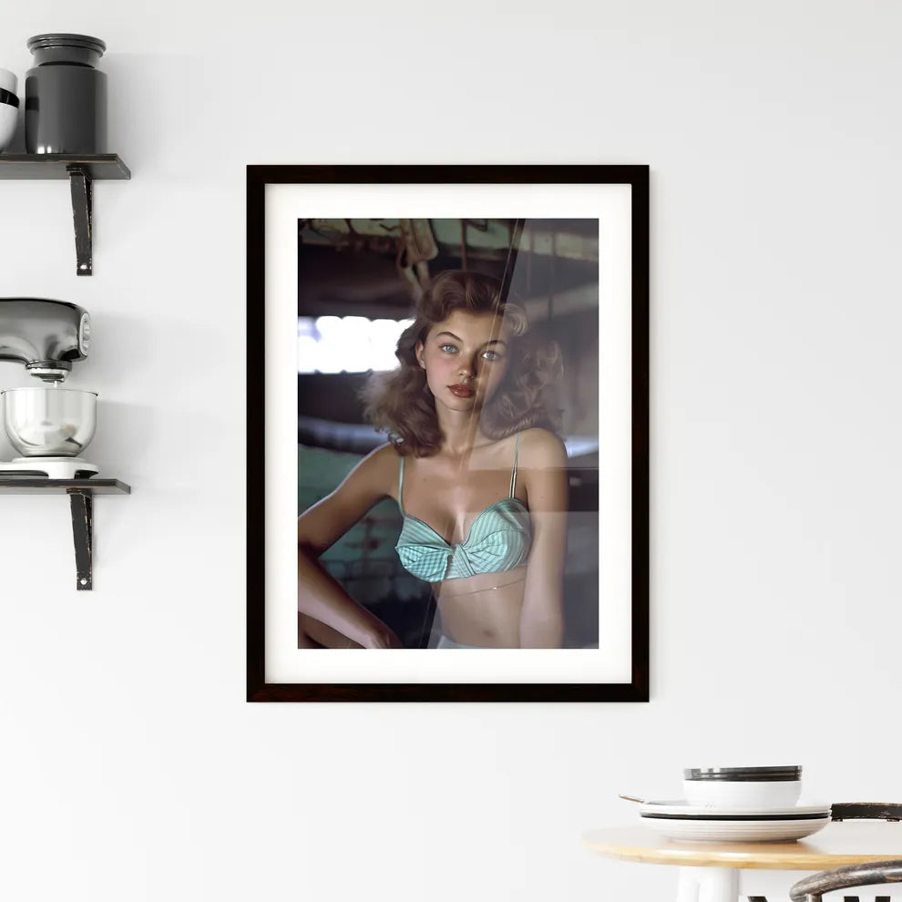 Sitting pin up factory worker girl,looking amazing - Art print of a woman in a garment Default Title