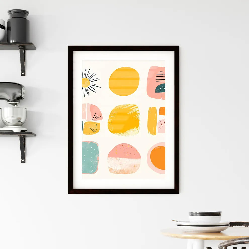 Small simple clipart set of 6 orange blush - Framed Print