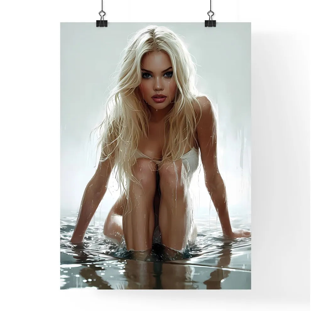 The vintage pin up girl leaning on a car - A Poster