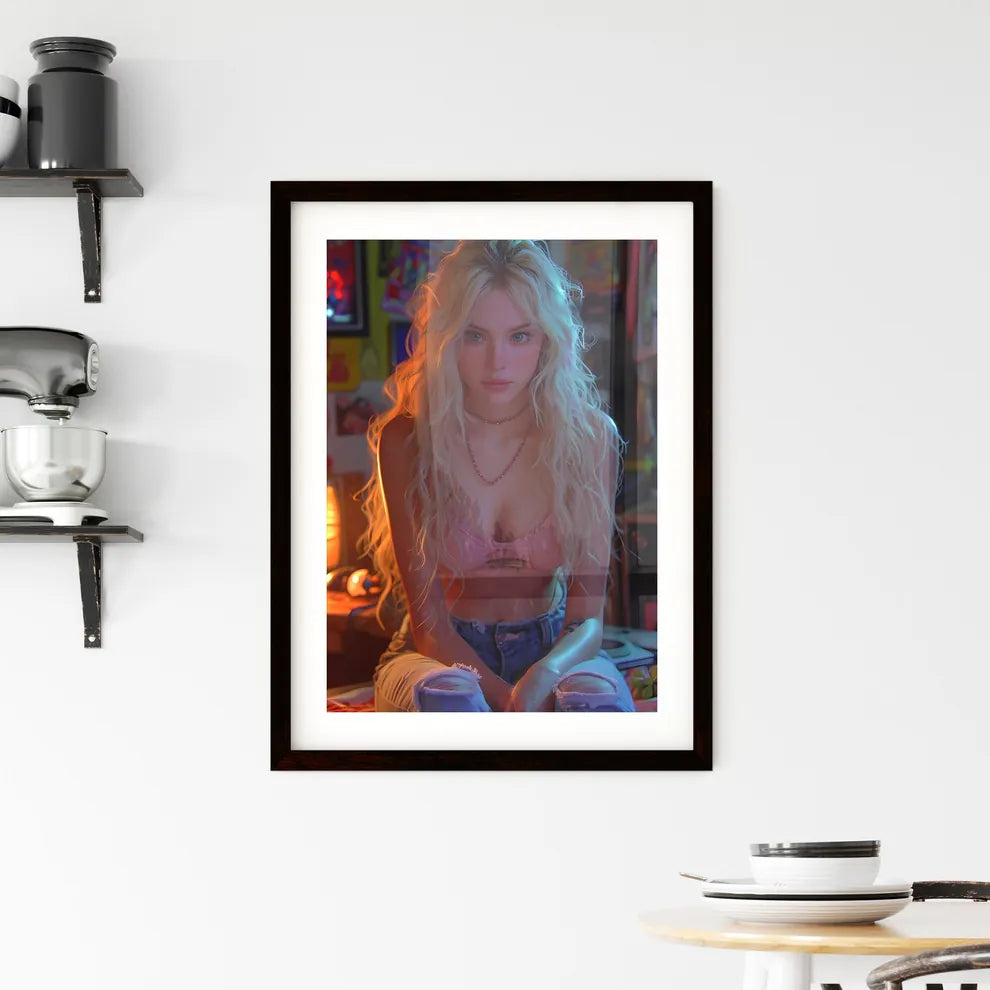 A trendy gamer streams herself - Art print o Framed Print