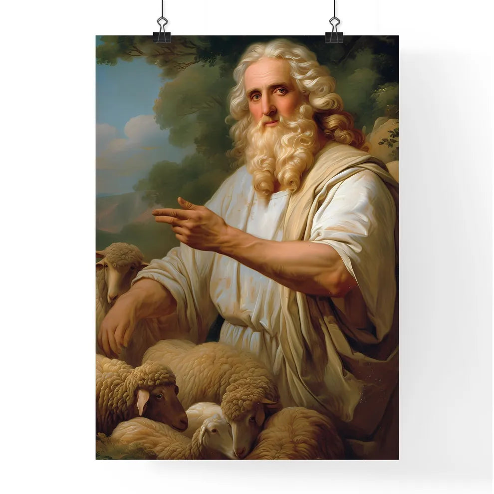 Moses prophet of God herding the flock in the desert Poster