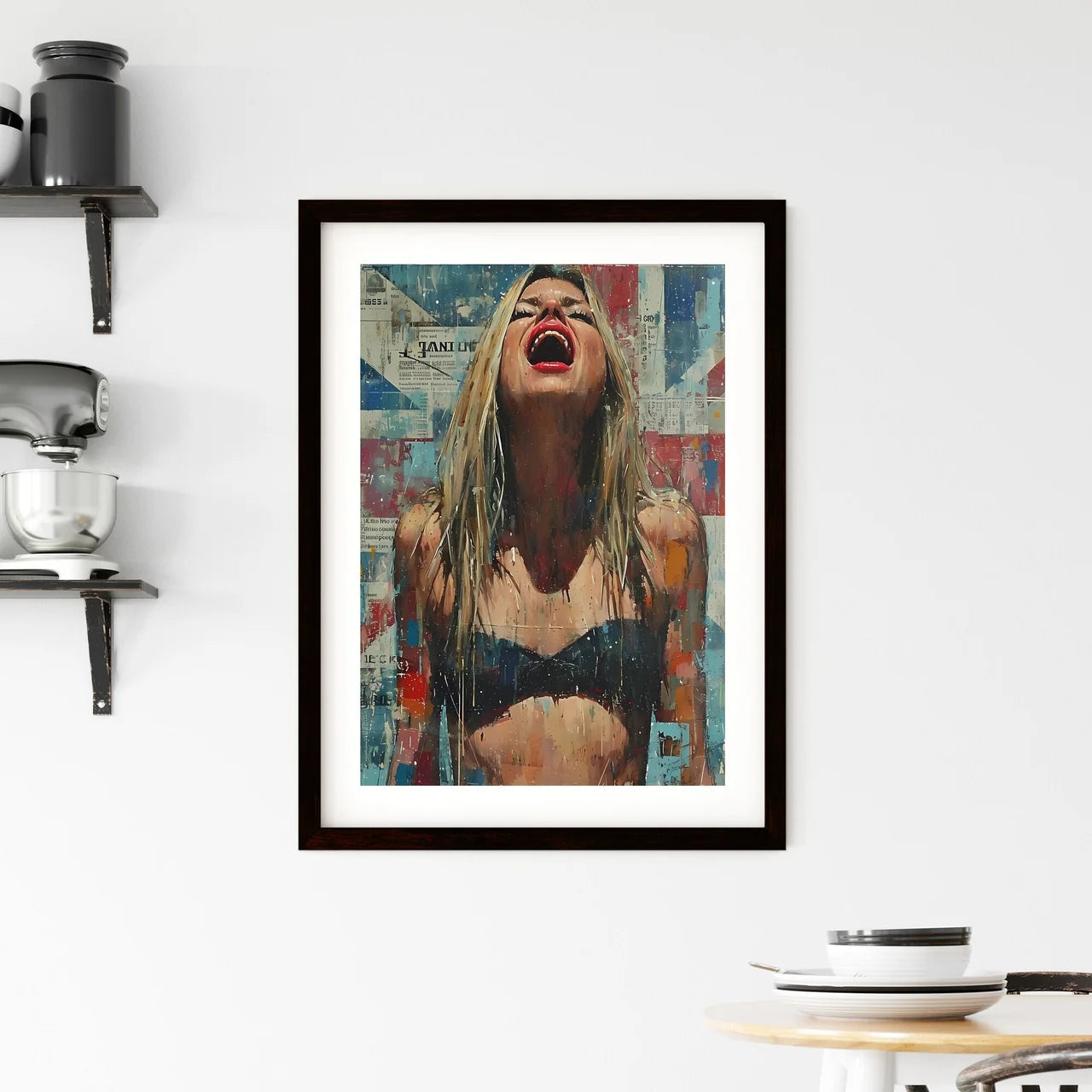Fresco mixed with realism and pop art - Art  Framed Print