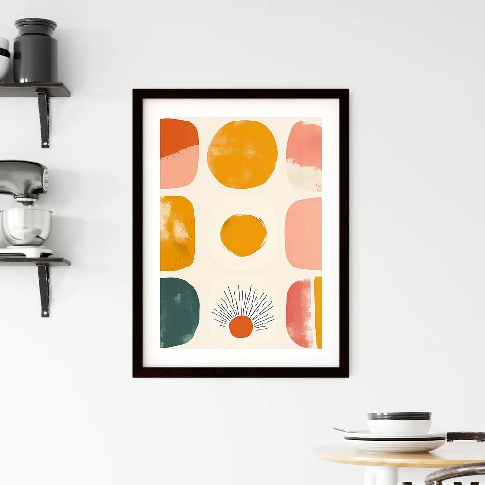 Small simple clipart set of 6 orange blush - Framed Print