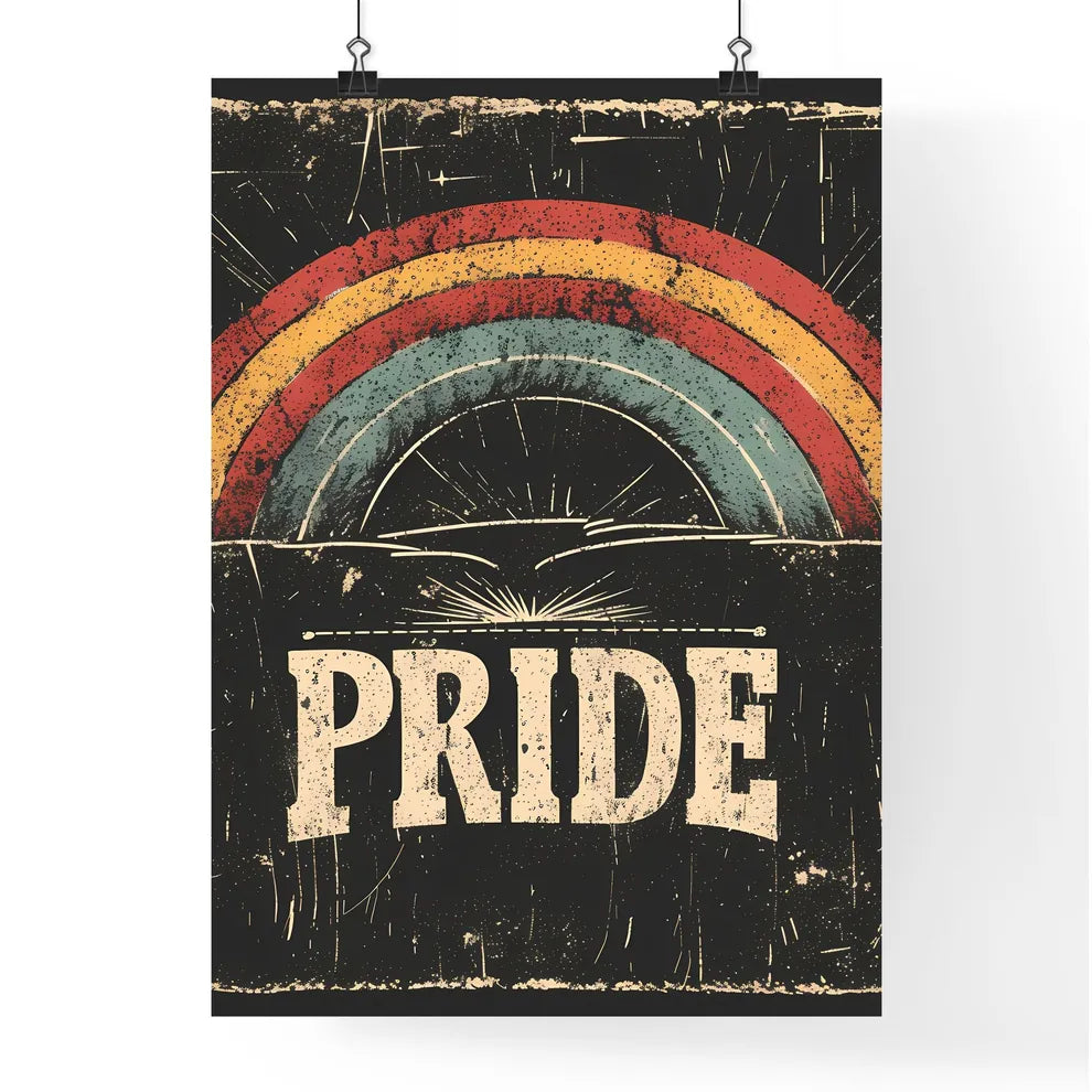 Rainbow with big letters pride vector art -  Poster