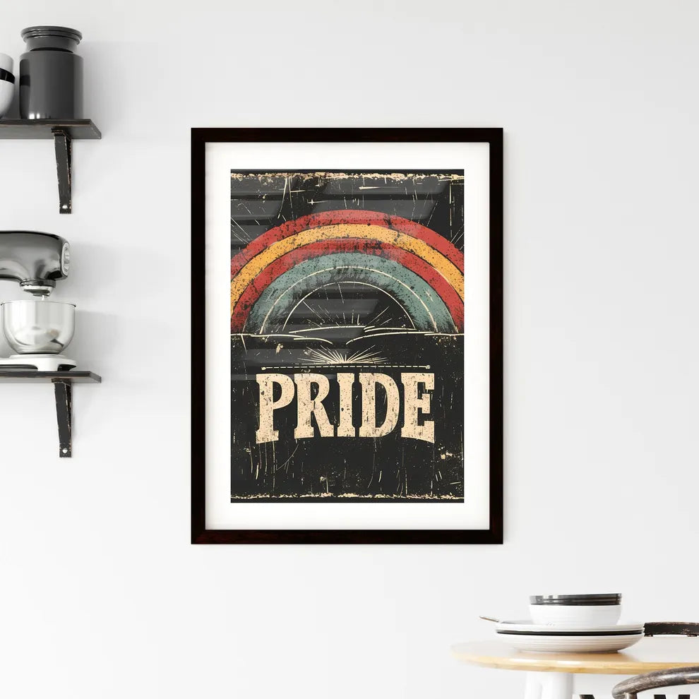 Rainbow with big letters pride vector art -  Framed Print
