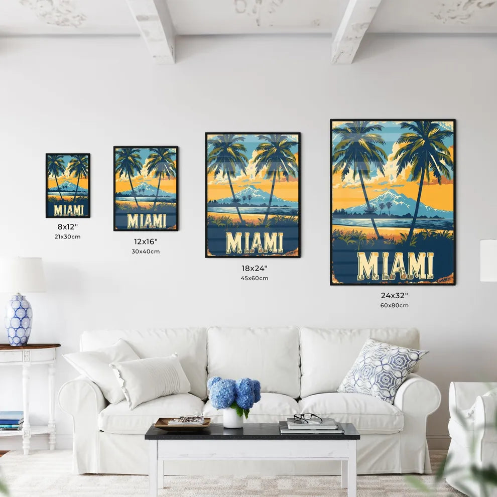 Poster with bottom text MIAMI in bold font - - Kitchen Hangings