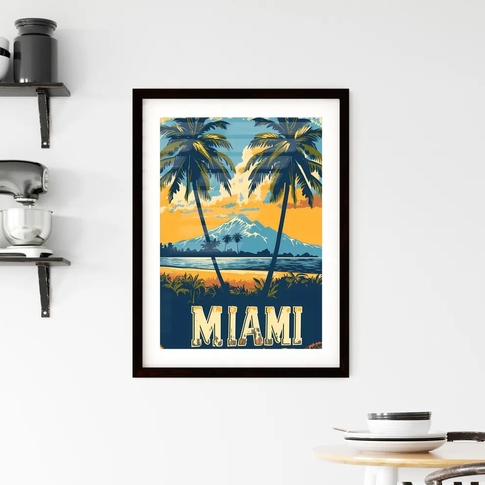 Poster with bottom text MIAMI in bold font - Framed Print