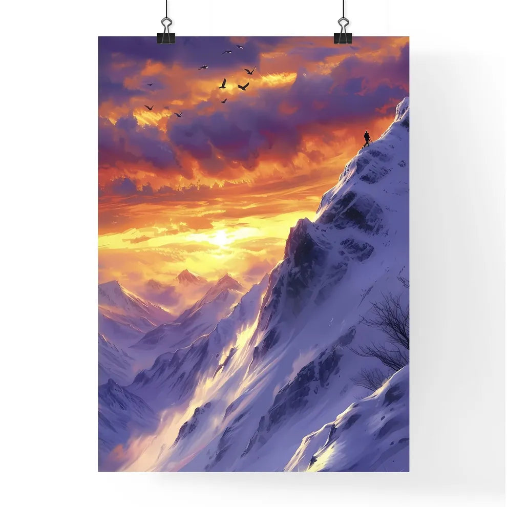 Snowboarding dreampunk - Art print of a moun Poster