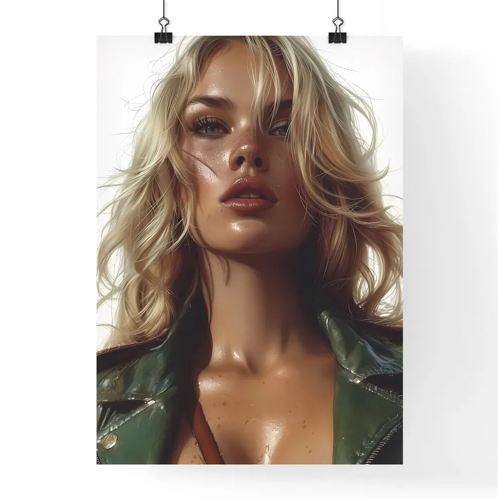 Sitting pin up factory worker girl - Art pri Poster