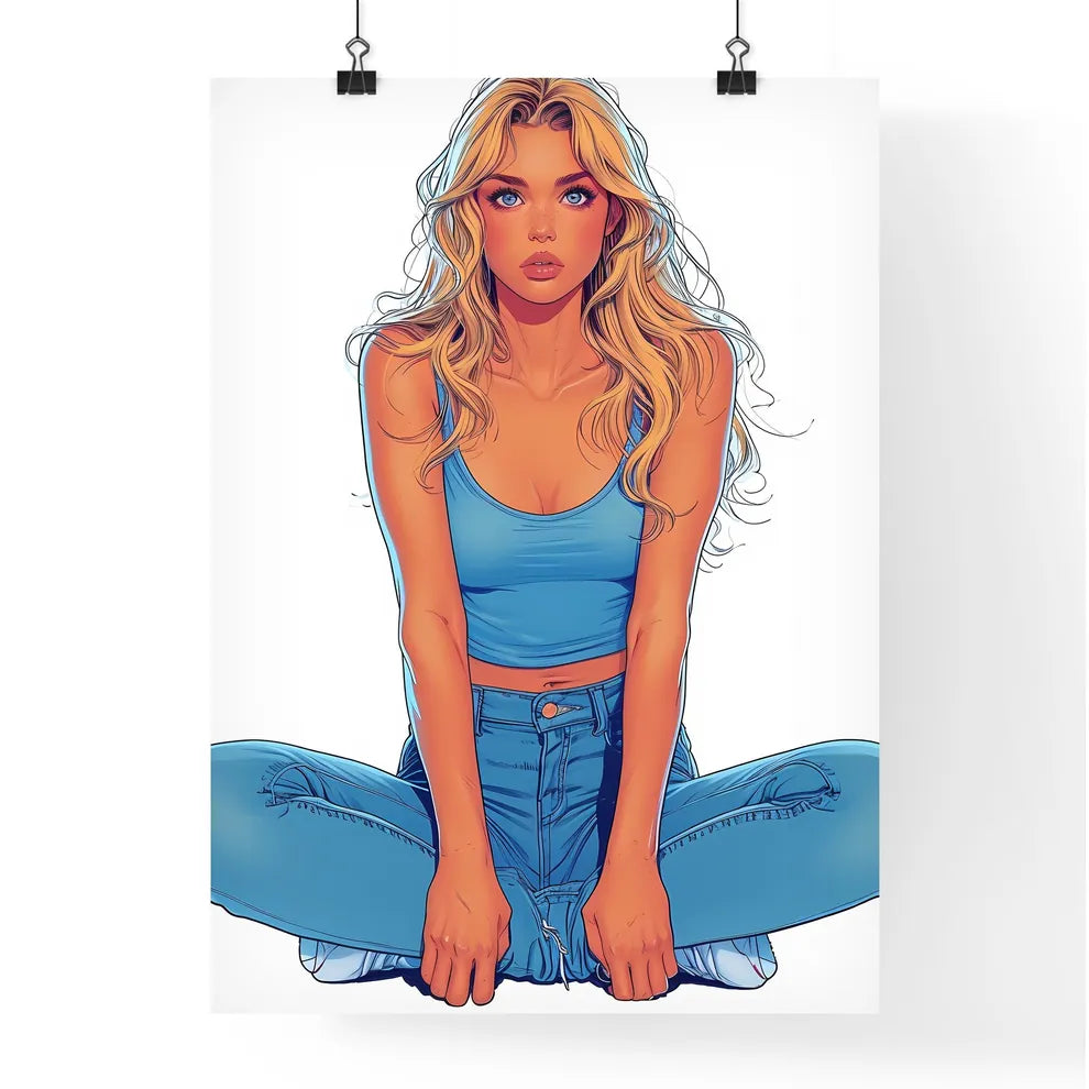 Sitting pin up factory worker girl - Art pri Poster