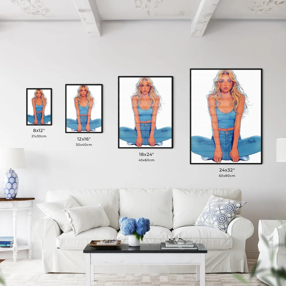 Sitting pin up factory worker girl - Art pri - Kitchen Hangings