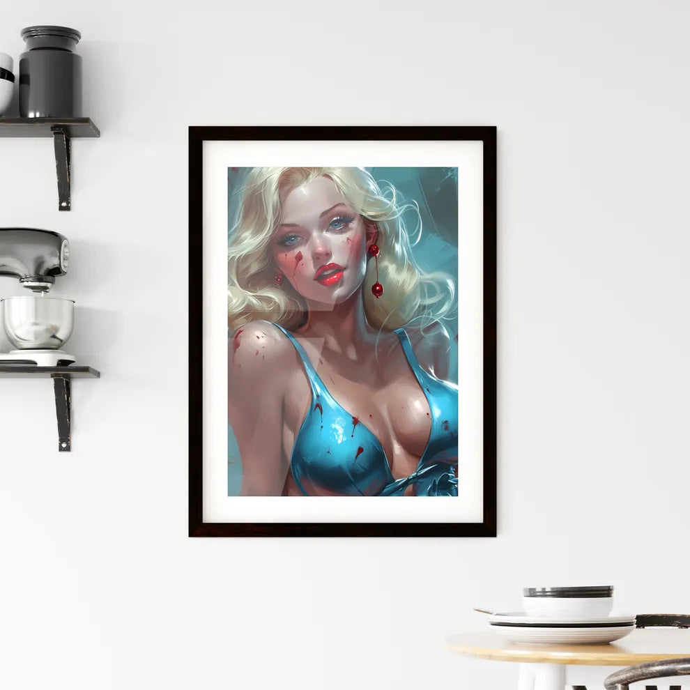 Pin up girl - Art print of a woman with Framed Print