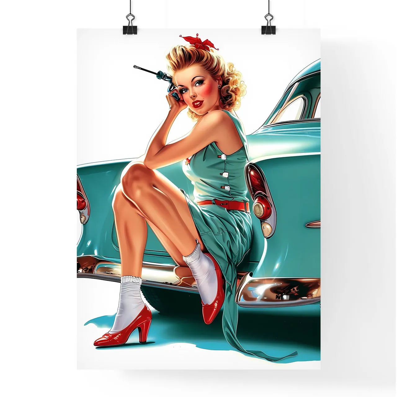 Pintwear 1950's beautiful vintage girl - Art Poster