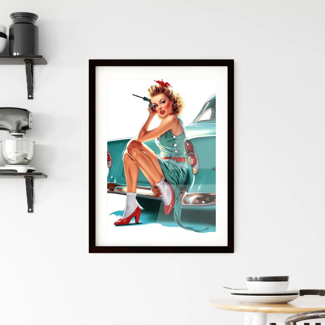 Pintwear 1950's beautiful vintage girl - Art Framed Print